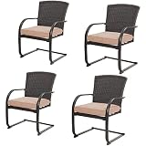 Grand patio 4 Pieces Outdoor Patio Metal Dining Chairs, C-Spring Motion Resin Wicker Dining Chairs S