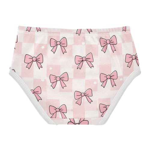 Wusikd Cute Pink Bows Checkered Girls' Underwear Cotton Girls Briefs Soft Toddler Underwear 2T2