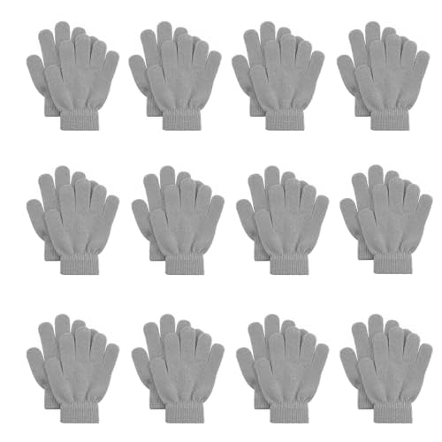 Image of FOMANN Kids Magic Gloves 12 Pair Children Bulk Gloves Boys Girls Warm Soft Gloves(6 to 13 years old)