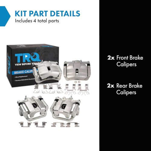 Image of TRQ Front and Rear Brake Caliper Set Caliper Brackets Compatible with 14 Nissan Rogue 15-16 Rogue US Built Models 17-18 SV US Built Models 17-18 SL