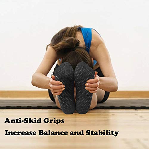 Meias femininas antiderrapantes com barra da Gripper Pilates – 2 pares de meias antiderrapantes anti