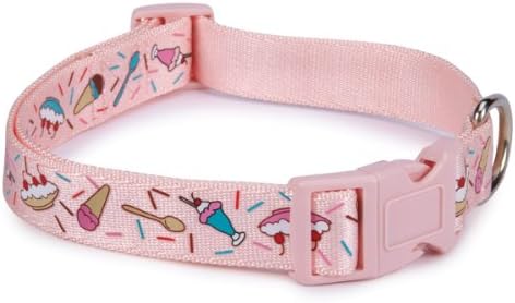 Zack & Zoey Nylon Sundae Dog Neck Collar, 6 to 10-Inch, Pink