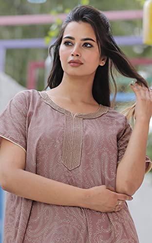 Image of G4Girl Pure Cotton Embroidery Nighty for Women's | Night Gown | Nighty | Nightdress | Maxi | Sleepwear | Jaipuri Nighty | Nighties | Gown