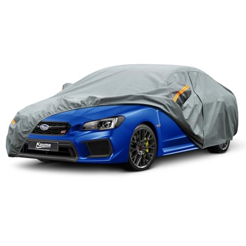 Kayme Heavy Duty Car Cover Custom Fit Subaru WRX Waterproof All Weather for Automobiles, Full Exterior Covers Sun Rain UV Protection.（Deliver About 3-10 Days）