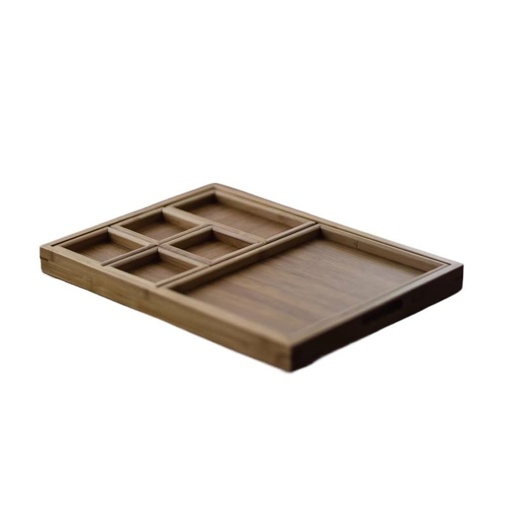 Nastya Bandeja Decorativa Moderna Bandeja De Almacenamiento For Juego De Té En La Sala De Estar del Hogar, Bandeja De Té con Compartimento De Madera Simple, Bandeja De Té Bandejas para Servir
