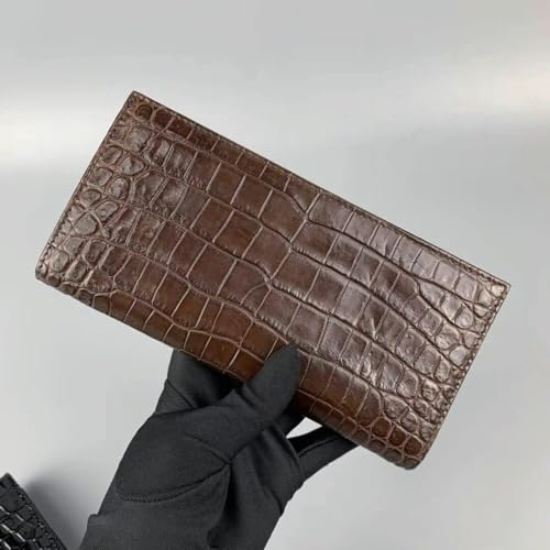 Real Crocodile Leather Men's Long Wallet Luxury Alligator Skin Genuine Leather Purses for Men (Brown)4