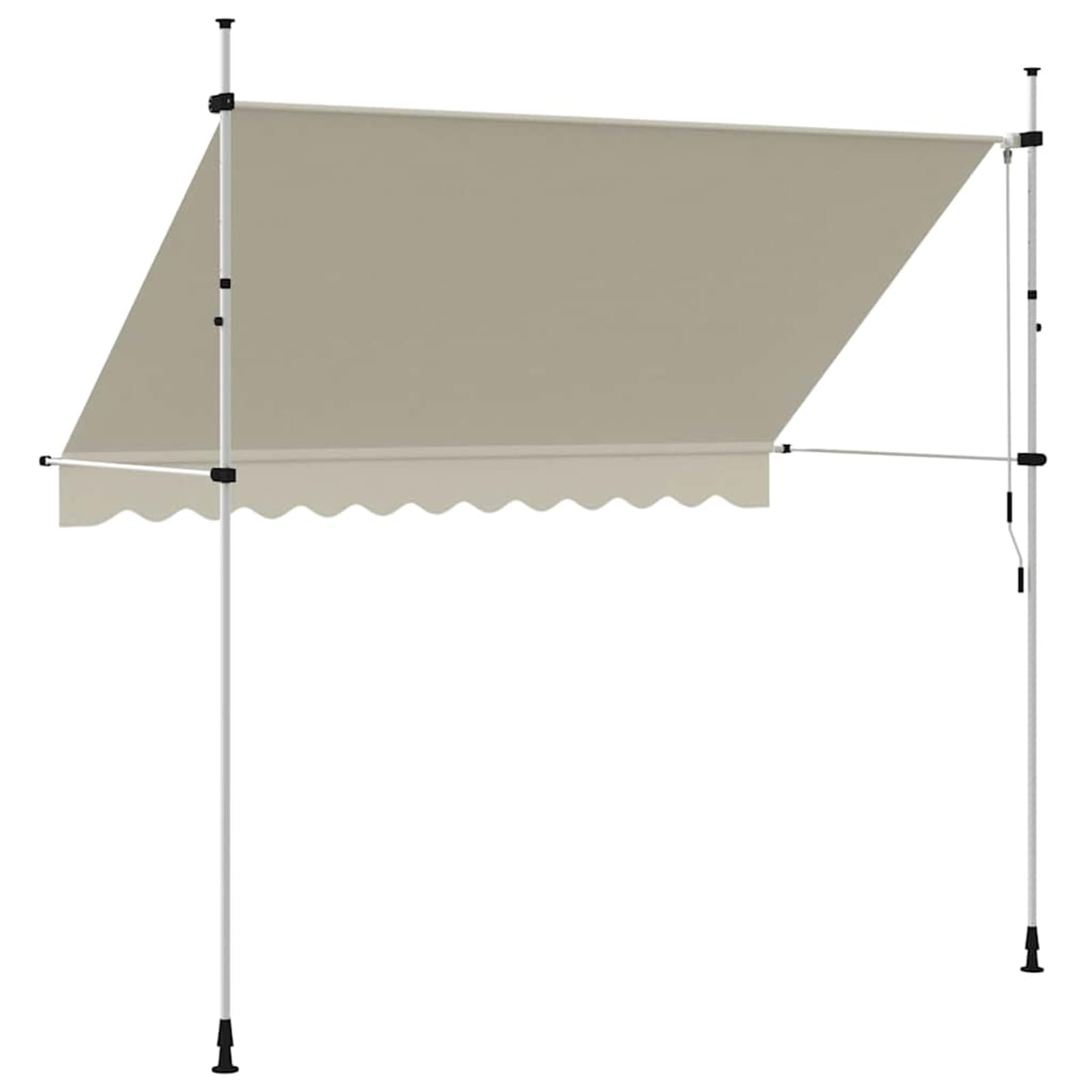 Wysuwana markiza balkonowa, obsługiwana ręcznie, 300 cm, kremowo-biała, balkonowa, bez wiercenia, z korbą ręczną, aluminiowa markiza odporna na promieniowanie UV, regulacja wysokości i