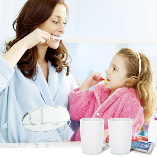 Topsky 4 Stück zahnputzbecher，zahnputzbecher Kinder，trinkbecher Kunststoff，für Erwachsene，Jugendliche und Kinder (280ml, Weiß) 3