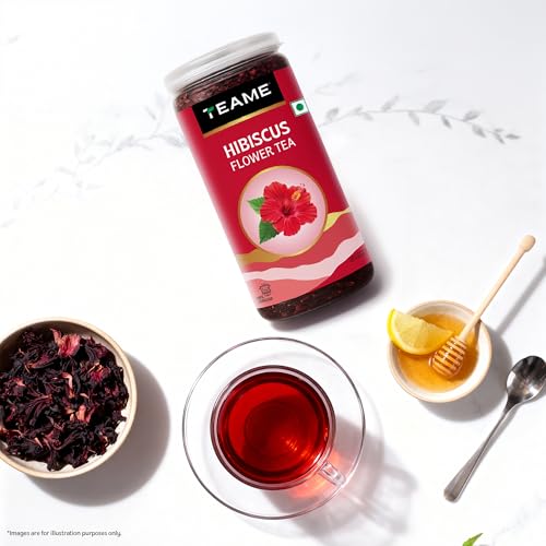 Image of TE-A-ME - Hibiscus Tea - 200 gm (200+ Cups) | Supports - SKIN GLOW ENHANCING | Flower Based - Herbal | Caffeine Free - Tangy Flavor | Hibiscus Tea Leaves | 100g - Pack of 2