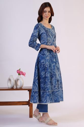 Image of W for Woman Orange Abstract Printed Tiered Spaghetti Kurta and Leggings Set with Dupatta