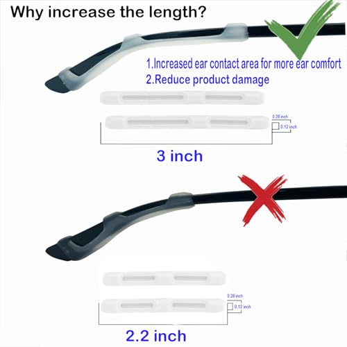 Clear Soft Silicone Eyeglass Ear Cushions, Anti-Slip, 5 Pairs