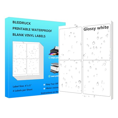 Étiquettes d'expédition imperméables en vinyle blanc adhésif permanent 10,2 x 12,7 cm x80