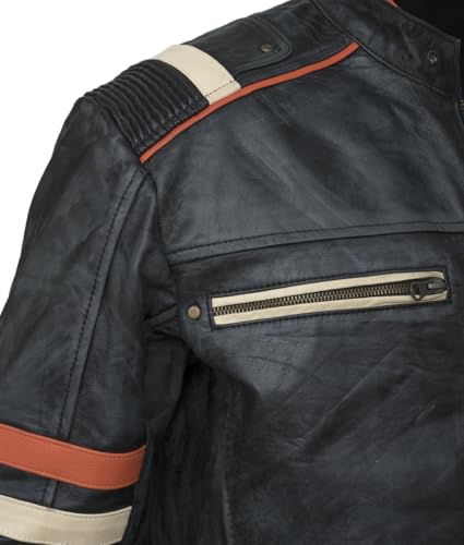 Men's Cafe Racer Vintage Retro Distressed Black Biker Leather Jacket3