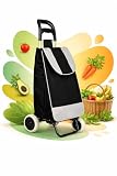Carrinho de FEIRA, Compras e carga com Rodas ESPUMAS, IMPERMEÁVEL e Reforçado até 40kg para Feira e Mercado, inox. não enferruja, Cores sortidas