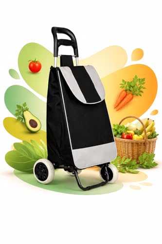 Carrinho de FEIRA, Compras e carga com Rodas ESPUMAS, IMPERMEÁVEL e Reforçado até 40kg para Feira e Mercado, inox. não enferruja, Cores sortidas
