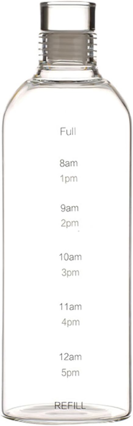 Sturdy Glass Cup with Time Scale Practical Glass Tumblers with Time Marks Glass Bottle for Fitness and Office Use