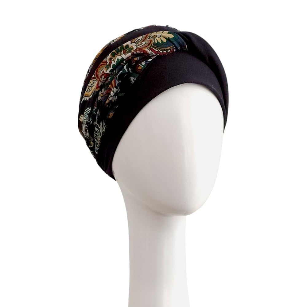 CAREBELL Turbante Elegance Black Cachemira para quimioterapia. Tejido de Algodón. Alopecia y pérdida de Cabello