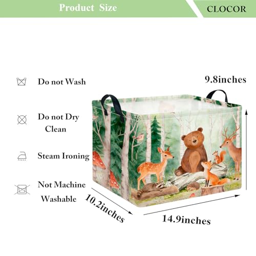 Image of CLOCOR Rectangular Storage Bin,Waterproof Storage Bin,Gift Basket(Forest Animals)