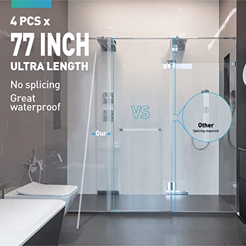 Shower Door Seal Set - 4 PCS 3/8\" x 77\" Frameless Shower Door Bottom Seal and Side Seal for 3/8 Inch Glass,Glass Shower Door Seal Strip Shower Door Sweep,Stop Shower Leaks and Create a Water Barrier - Thumbnail 4