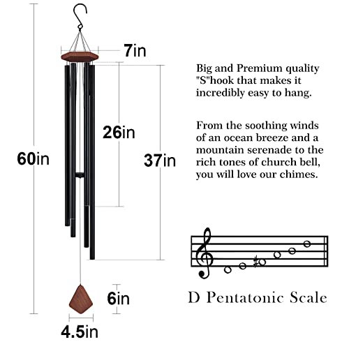 Suntimber 60LARGEHEXAGONAL 60 Inch Extra Large Wind Chimes For Outside Deep Tone, Sympathy Memorial Wind Chimes For Loss Of Loved One,Big Hexagonal Tuned Wooden Wind Chimes Outdoor Clearance thumb #3