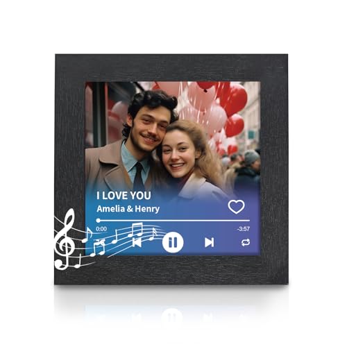 Dyoart Personalized Music Picture Frame, Custom Picture Frame that Plays a Song, Built in Music Player & Voice Recorder Image Frame, Birthday Wedding Valentine's Day Gift for Family Couples Friends