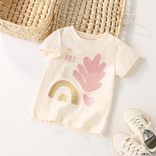 Image of Toddler Girl Short Sleeve Shirt Love Heart Top Girls 4th of July Shirts