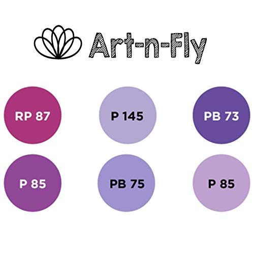 Professional Brush Tip Markers Set of 6 Purple Manga Markers for Drawing Sketching Illustration - Tones of Violet Lavender Purple Lilac