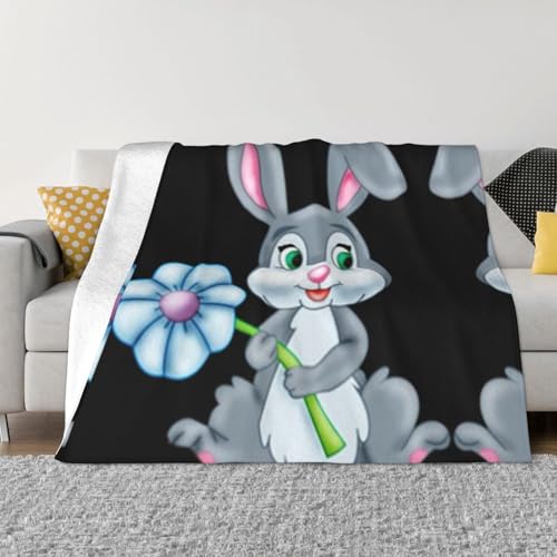 Couverture en flanelle imprimé lapin de Pâques, cadeau idéal et doux