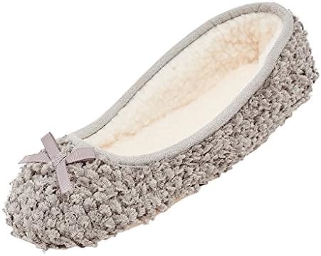 MIXIN Women's Elegant Comfortable Litchi Cashmere Soft Sole Indoor Ballerina Flats House Slippers (8 M US Women, Grey)