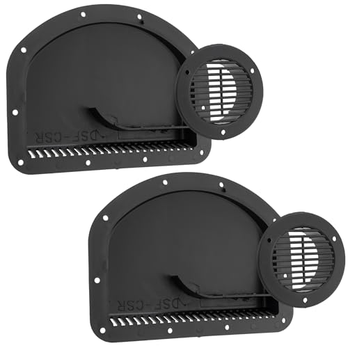 RecPro Trailer Exterior Vent Cowl | Driver's Side Front | Curb Side Rear with Grill | UV & Water Resistant (2 Pack, Black)