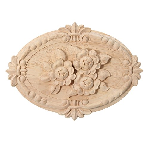 Madera tallada Applique marco esquina Onlay muebles decoración # 5 21x15cm Cover