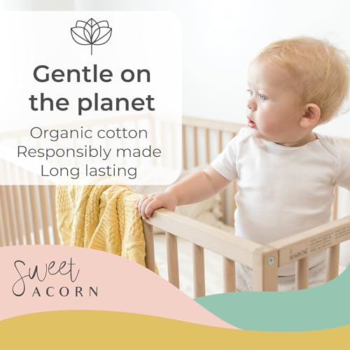 Image of Knit Baby Blanket in Elegant Pattern, Organic Cotton Blankets for Crib or Stroller, Receiving Blankets - Butter Yellow
