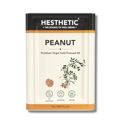Image of HESTHETIC Cold Pressed Peanut (Groundnut) Oil 15L Bulk Family Pack | Pure Moongfali Ka Tel | Joint-Family Cooking Oil, Unrefined, High Smoke Point | Best Per-Litre Value