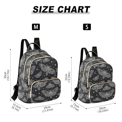 Image of Gothic Moth Quilted Backpack Purse for Women Fashion Small Backpack M | Shoulder Bag Travel Casual Daypack