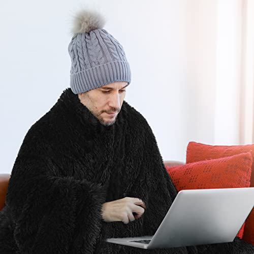 Benron Black Fluffy Throw Blankets, Soft Shaggy Fuzzy Sherpa Blankets, Cozy Warm Lightweight Faux Fur Blankets For Bed Couch Sofa Photo Props Home Decor Washable, 50"X60" #TOP6