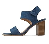 Soda 'WAIT-A ~ Womens Open Toe Chunky Heel Ankle Strap Shoes Block High Heel Dress Sandals (Denim Mid-Blue, us_footwear_size_system, adult, women, numeric, medium, numeric_8)