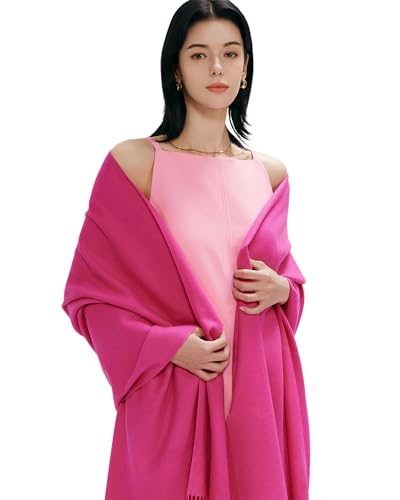 maamgic Pashmina Shawl for Women – Soft Lightweight Wrap for Wedding, Travel, Evening, Party – Elegant Scarf for All Seasons Solid Rose