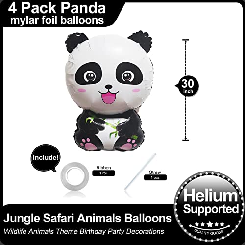 4 Pack Giant Panda Balloons Jungle Safari Forest Animals Foil Balloons 30 Inch Cute Panda Balloons For Wildlife Animals Theme Birthday Party Decorations Supplies #TOP1
