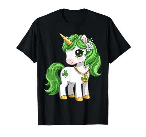 Adorable trèfle licorne St Patrick pour filles T-Shirt
