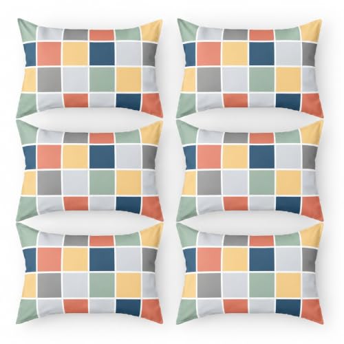 Image of King Size Microfibre Decorative Pillow Covers, Navy Blue Multicolour Heart Print-50 cm x 75 cm (6, Multicolor 1)