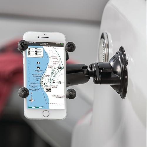 RAM MOUNTS X-Grip Small Phone Mount for Windshield – Twist-Lock Suction Cup, Medium Arm (RAM-B-166-UN7U)