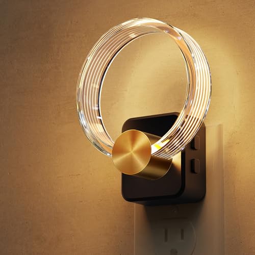 Image of L LOHAS LED Night Lights Plug into Wall, Plug in Night Light with Light Sensor, 3000K Soft White, 0-100LM Brightness Adjustable, Acrylic Nightlight for Bathroom Bedroom Hallway