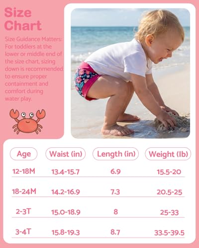 Image of ALVABABY 3 Pack Reusable Baby Girls Swim Diapers UPF 50+ Washable Toddler Beach Diapers