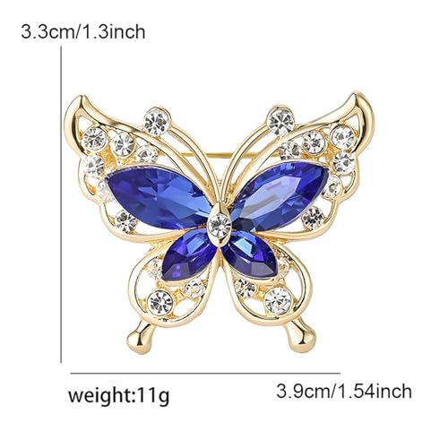 Image of coadipress Butterfly Brooch Pins Chic Romantic Elegant Rhinestone Crystal Insect Brooch Pin Women Corsage Scarf Shawl Clothing Accessories Wedding Party Banquet