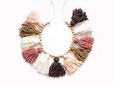 Decocove Tassel Garland - Boho Tassel Garland with Wood Beads - Wall Decor for Dorm, Girls Room and...