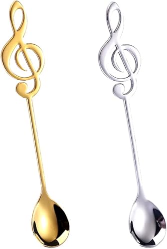 Cucharas de notas musicales para amantes de la música, regalos para mujeres y hombres, juego de cucharas de café para amantes de costras, regalos de