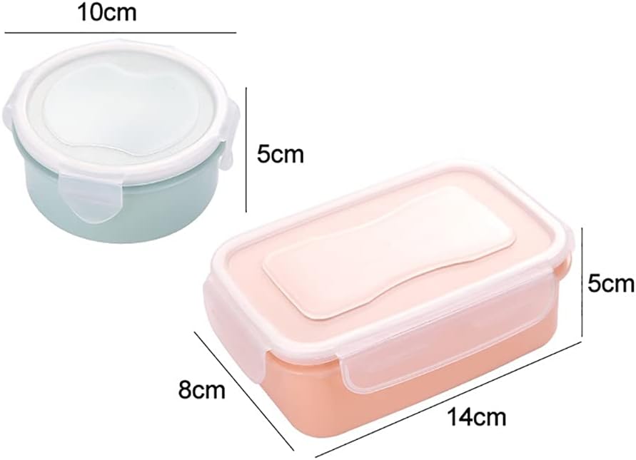 Picnic Basket Round/Rectangle Lunch Box Stoarge Box Food Storage Container Food Container Bento Box Kitchen Stoarge Organizer (Color : Blue-2) (Green)