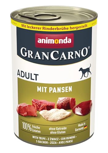animonda GranCarno Hunde Nassfutter mit Pansen (6 x 400 g), getreidefreies Hundenassfutter ohne Zucker, für ausgewachsene Hunde, mit frischen fleischigen Zutaten