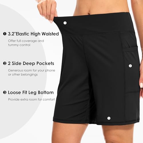 Blouty Women's 7" Bermuda Shorts with Pockets High Waisted Stretch Athletic Long Shorts for Women Workout Casual4