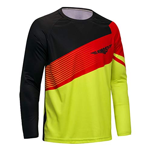 Men's Cycling Jersey Top MTB Cycle Long Sleeve Spring Downhill Mountain Bike Shirt Black Yellow Size XL